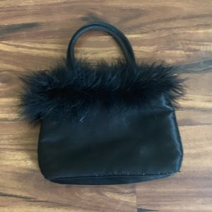 Faux silk and Maribou purse